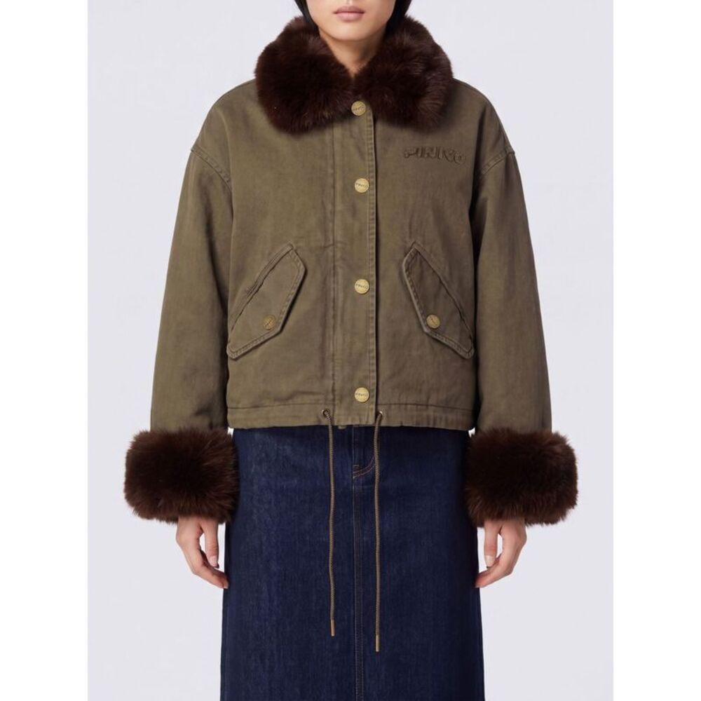 Pinko Women Pinko Short Cotton Parka With Faux Fur Collar And Cuffs